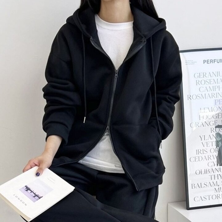 투웨이 여성 후드집업 오버핏 양털 기모 후드 점퍼19874222667501