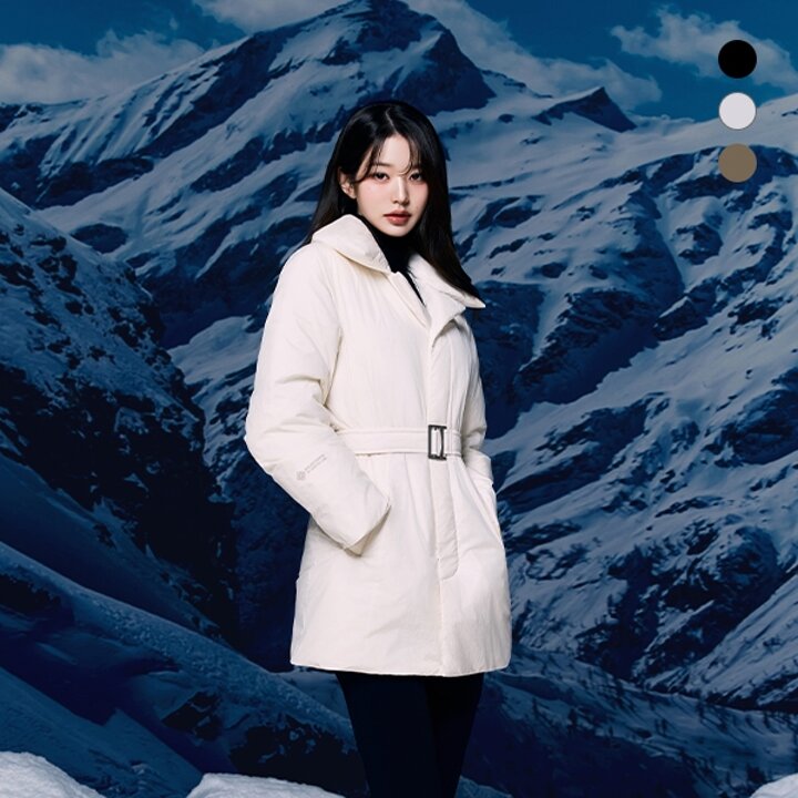 [아이더](장원영착용) 여성 캐시미어 코트 고어텍스 구스다운 미들패딩 자켓_DWW24558