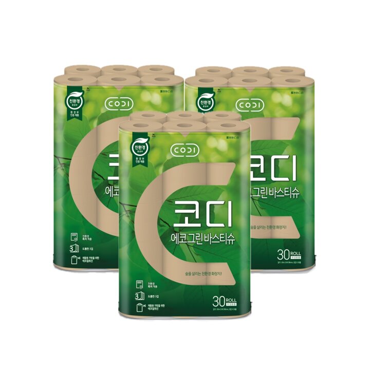[코디] 코디 에코그린 화징지 30m*30롤 3팩   S