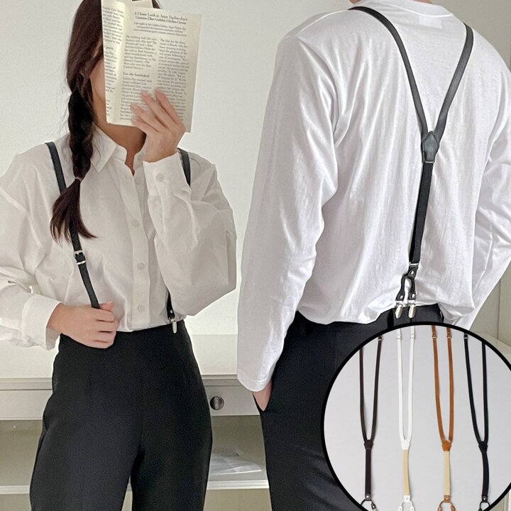 여자 벨트버클 남자 끈 연인 서스펜더 레더 멜빵