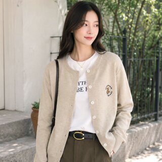 [귈림] 테디베어 자수 R넥 니트 가디건(G5FCD042P)