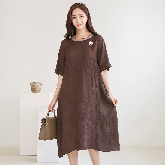 엄마옷 여름 인견 빅사이즈 반팔 롱 원피스 50-60대 중년여성 마담옷 하객 상견례 모임 선물