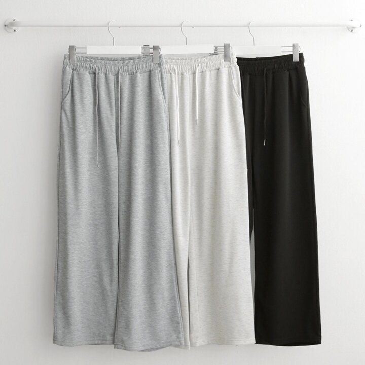 [옷자락] 여자 봄츄리닝 데일리 휘뚜루 끈밴딩 일자핏 통 바지