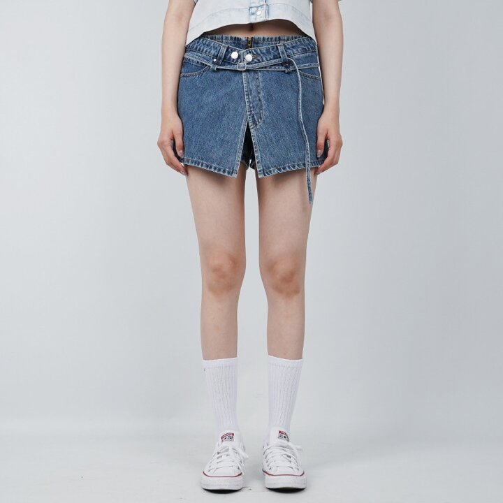 게스 여성 청바지 벨트 디테일 치마바지 미디엄블루 YP2D0962 M