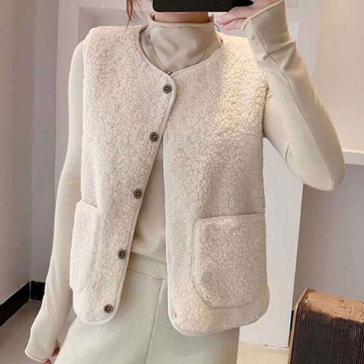 [SALE]여성 겨울 앞버튼 양털 니트 조끼 베스트