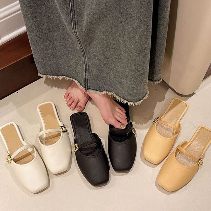 플랫 하프 뮬 8837 발편한 쿠션 슬리퍼 샌들 