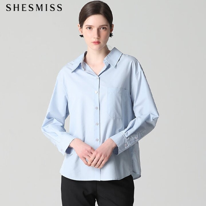 [쉬즈미스(SHESMISS)] 오픈 카라 코튼 셔츠 (택가격 168000원)