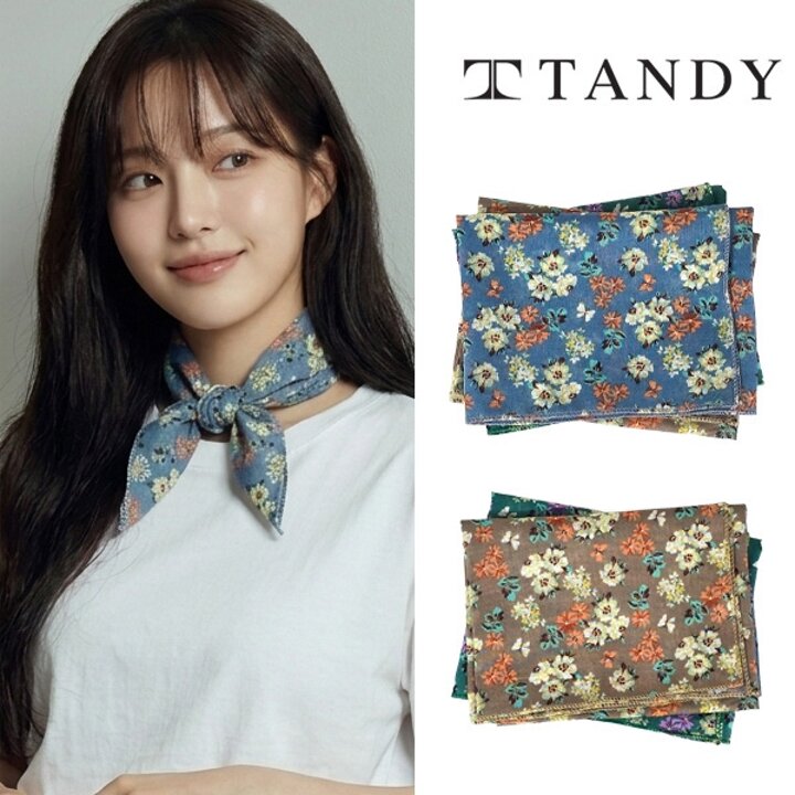 [탠디] TANDY 메도우 플라워 손수건 스카프