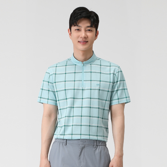 [PAT] 체크 프린트 목크넥 티셔츠_1K35431