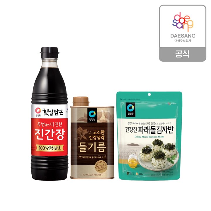 청정원 들기름 막국수세트(들기름350ml+진간장840ml+파래돌김자반50g)
