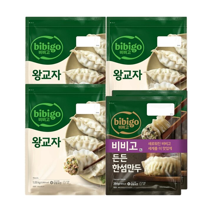 CJ제일제당 비비고 왕교자 1.05kg x3봉 + 한섬만두 384g x2봉