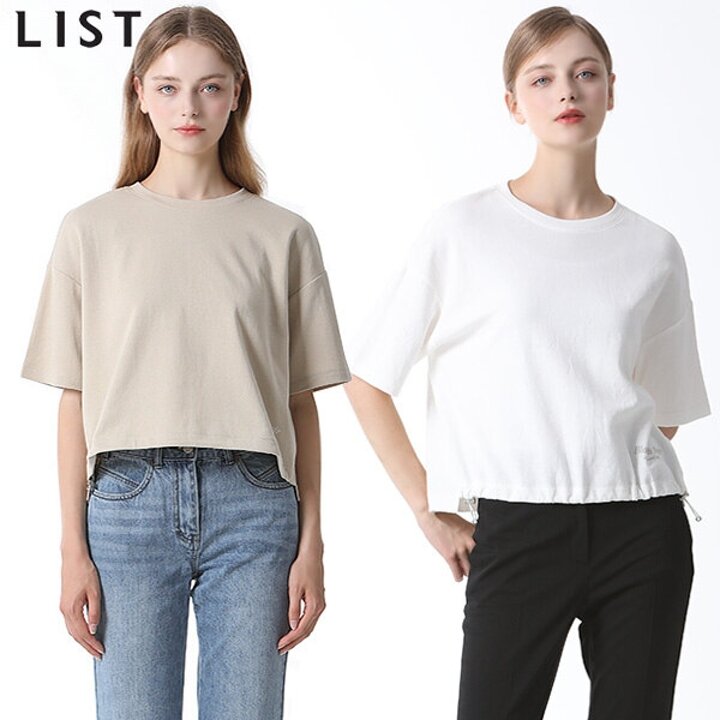 [리스트(LIST)] 코튼 언밸런스 스트링 티셔츠 (택가격158000원)