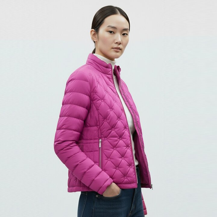 [샵앤] 여성 반목 방한 퀼팅 경량 바람막이 패딩 점퍼 HS-WJP-20898-핑크