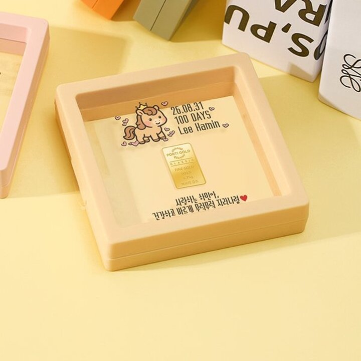 순금 24K 0.3g 클래식 골드바 액자 돌반지