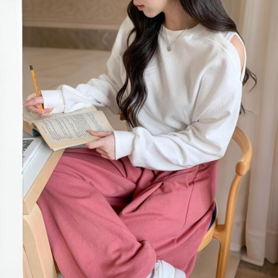 아트박스/옷자락 여성 어깨트임 숏 오버핏 맨투맨