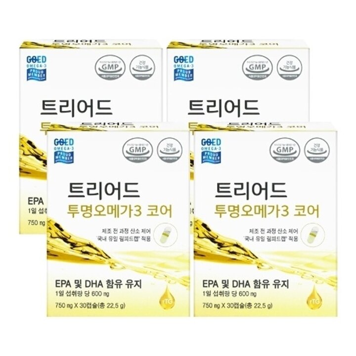 셀로닉스 트리어드 투명 오메가3 코어 750mgX30캡슐X4개22737291673596