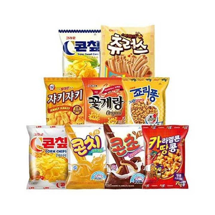 크라운 봉지과자 10종 세트 / 콘칲 죠리퐁 신짱 꽃게랑 츄러스