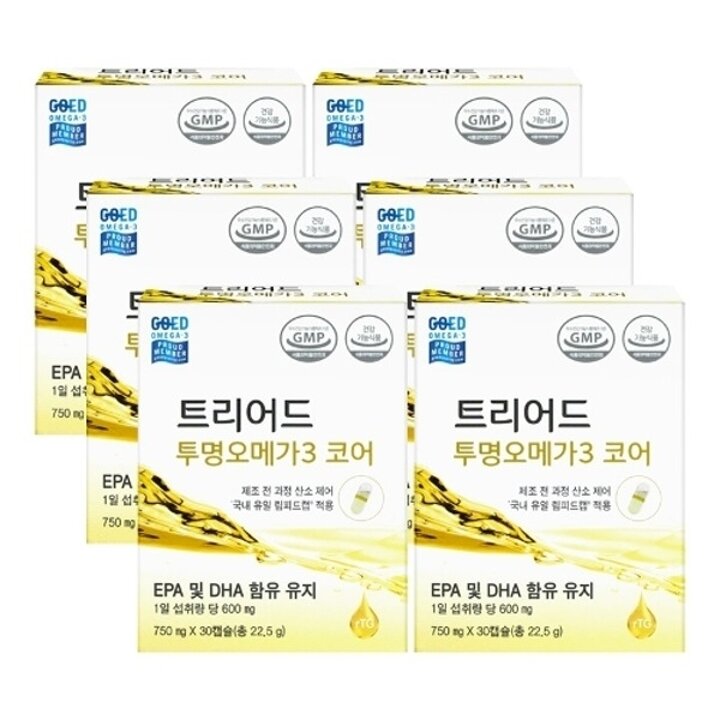 셀로닉스 트리어드 투명 오메가3 코어 750mgX30캡슐X6개22737290673596