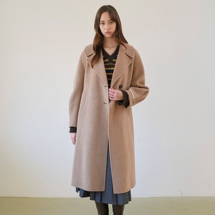 (신세계강남점)[정채연 착용] A라인 실루엣 핸드메이드 코트 NEW4WHA26