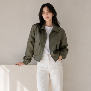 [귈림] 페이크 레더 카라 포켓 자켓(G6FJP013P)