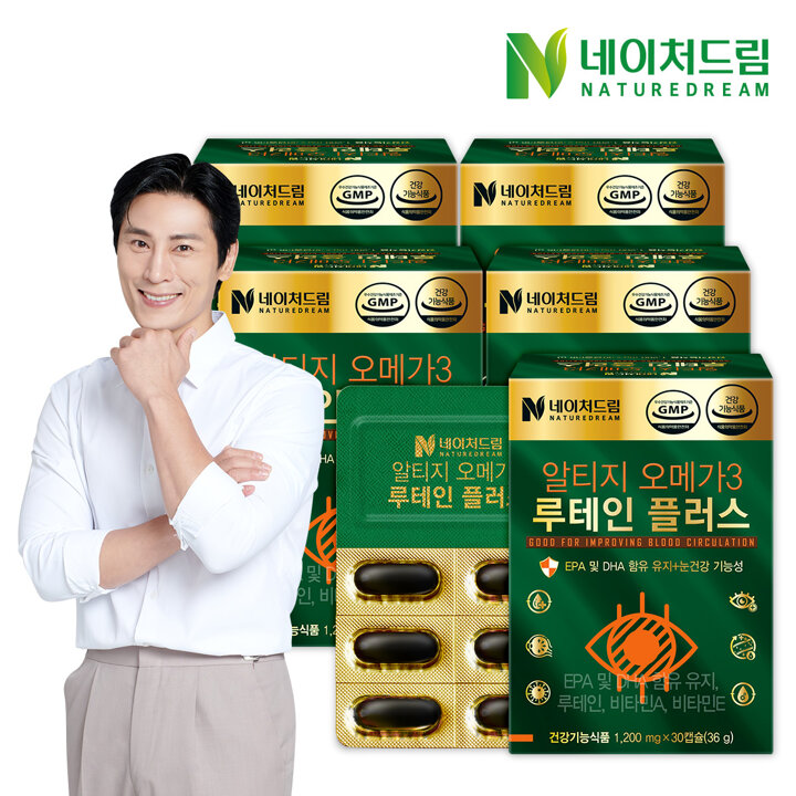 네이처드림 알티지오메가3 루테인플러스 1,200mg x 30캡슐(36g) 5박스