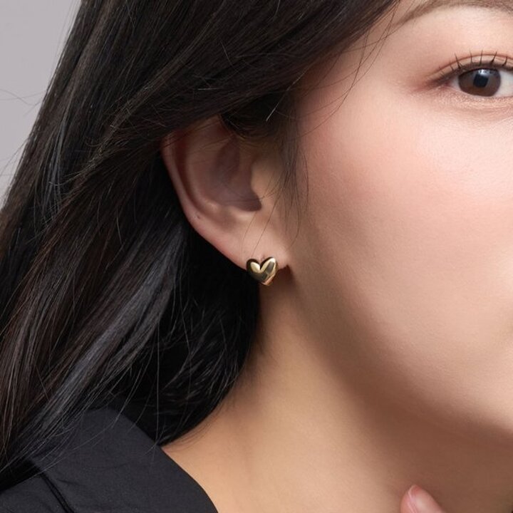 14K 원터치 귀걸이 금귀걸이 유광 하트