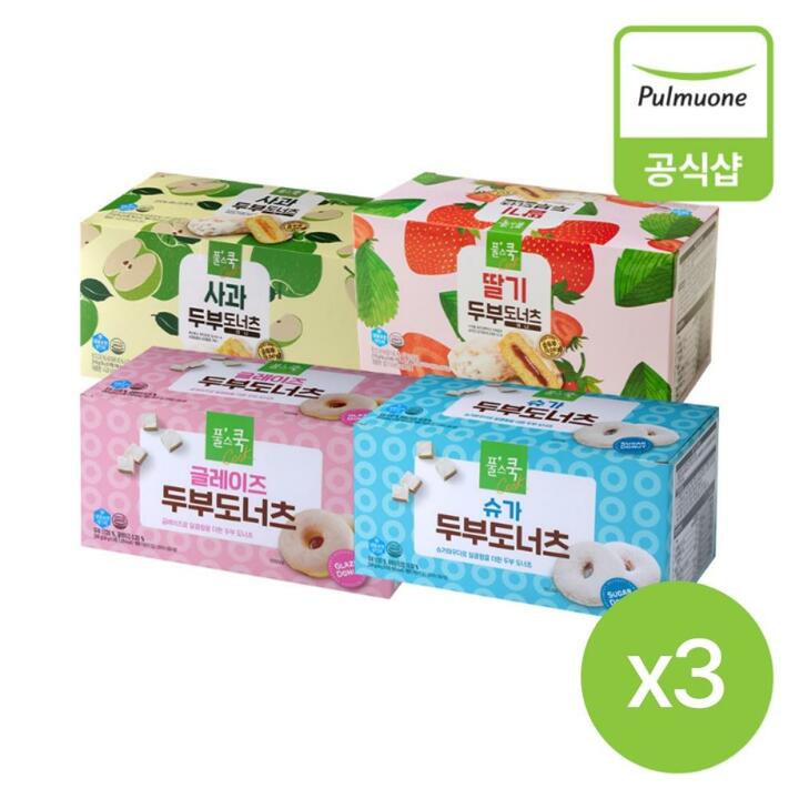 풀무원 두부도너츠 (사과미니,딸기미니,슈가,글레이즈) 3박스