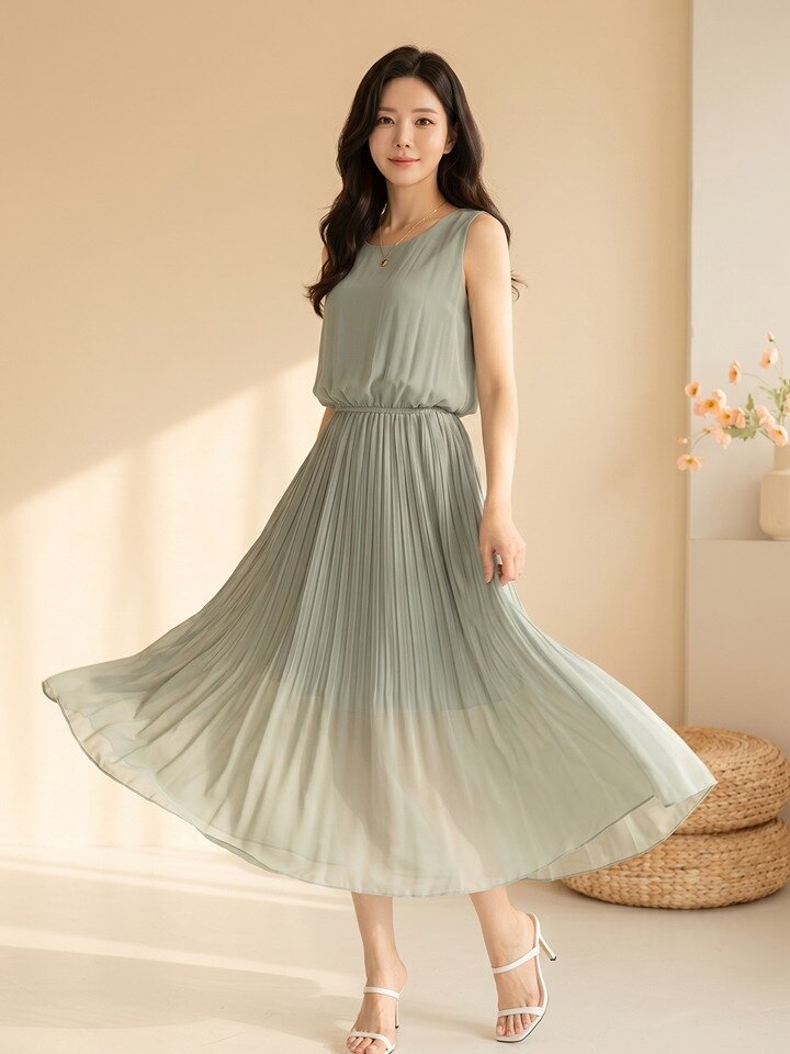 플라라 엔젤슬리브리스플리츠원피스PK2MOP066A