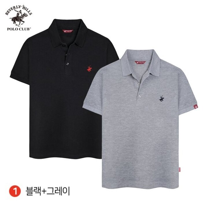 [비버리힐즈폴로클럽] [2PACK] 남여공용 스탠다드 PK 폴로 쓰리버튼 반팔 카라 티셔츠