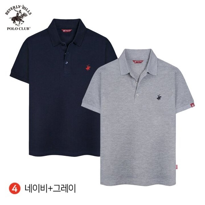 [비버리힐즈폴로클럽] [2PACK] 남여공용 스탠다드 PK 폴로 쓰리버튼 반팔 카라 티셔츠