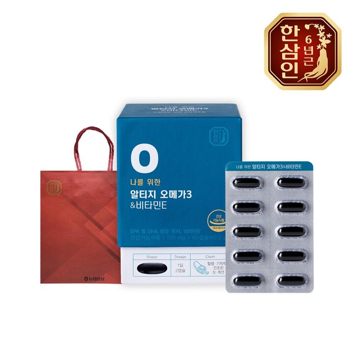 [농협홍삼] 한삼인 나를위한 알티지오메가3 앤 비타민E 720mg 60캡슐+쇼핑백