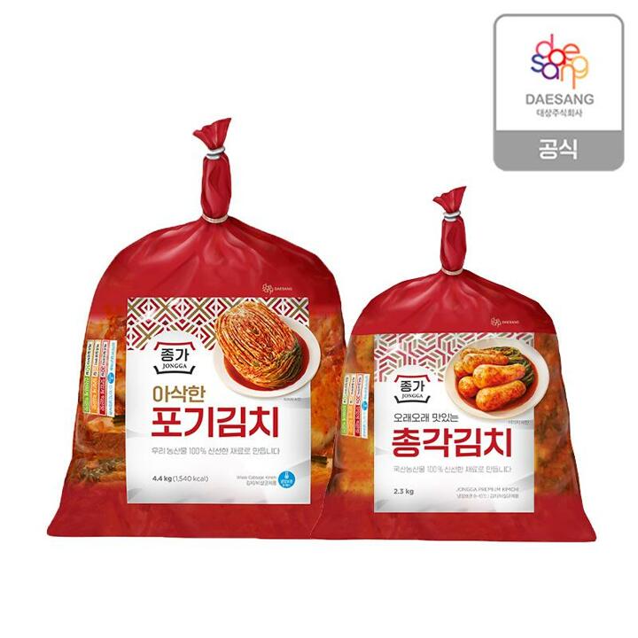 [종가] 아삭한 포기김치 4.4kg + 총각 2.3kg