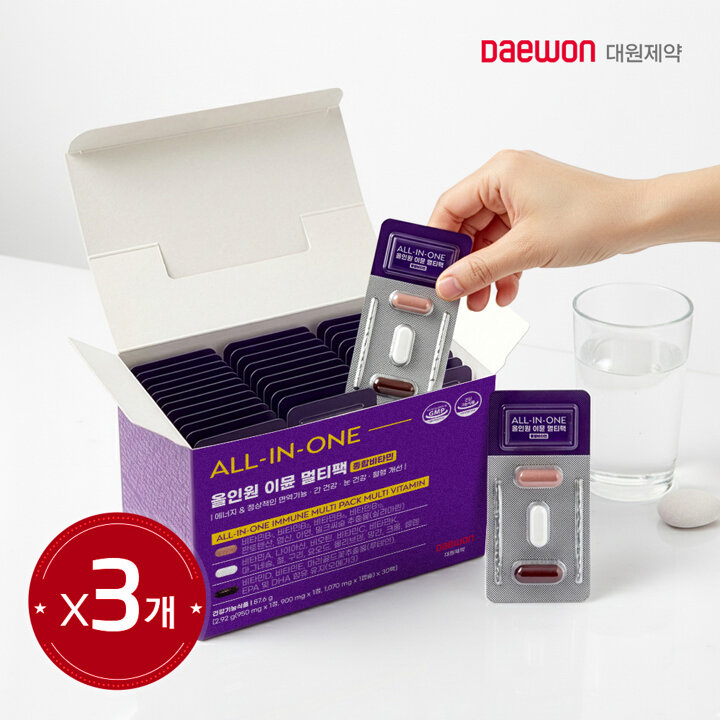 [S] 대원제약 올인원 이뮨 멀티팩 (종합비타민+오메가3+루테인) 30팩 x 3박스