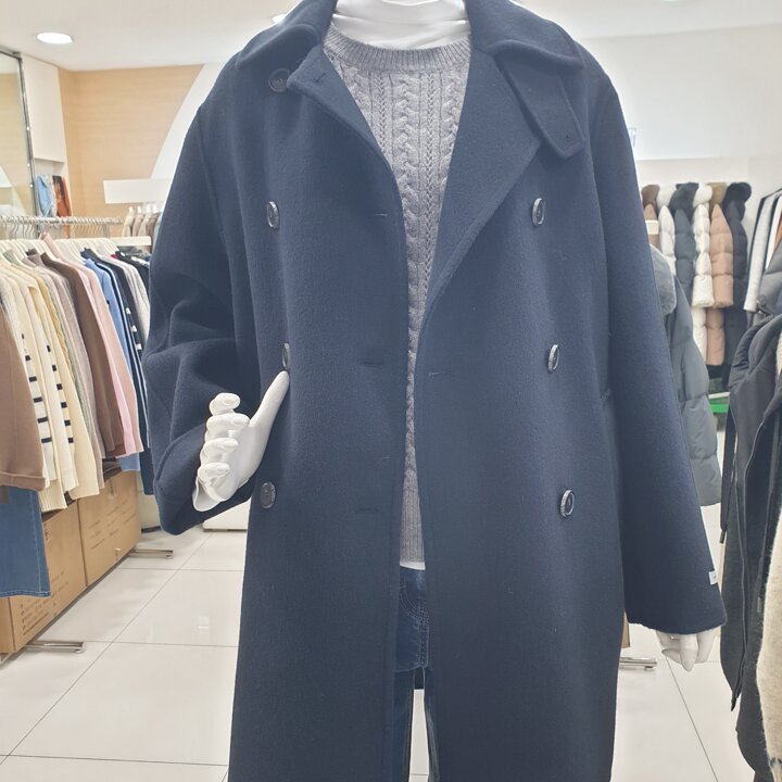 울 캐시미어 블렌드 트렌치 코트형 하프코트