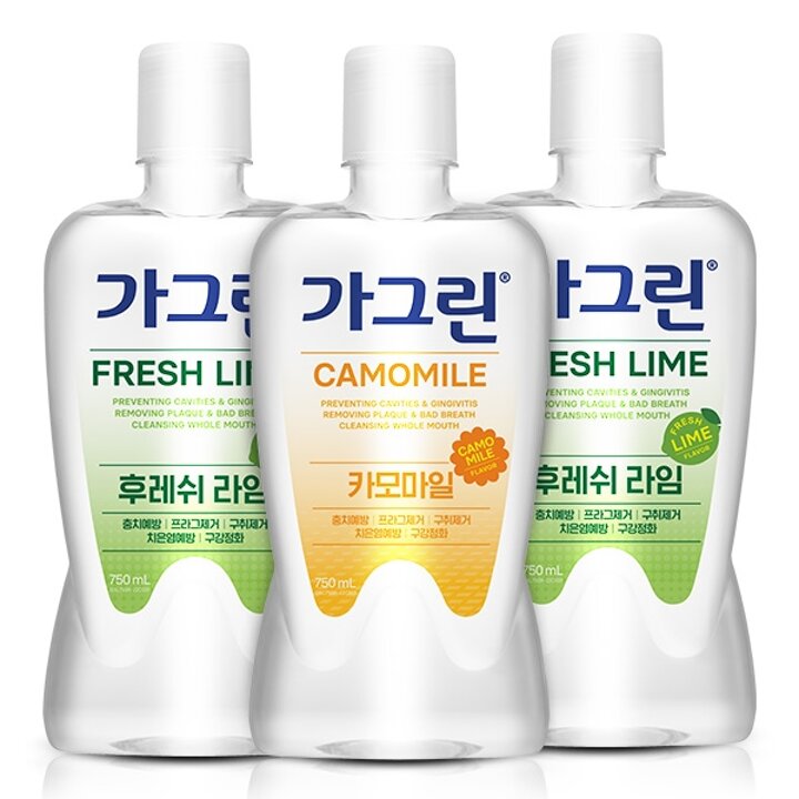 가그린 가글 750ml 3개 카모마일/후레쉬 라임  구강청결제 구강세정제 입냄새제거