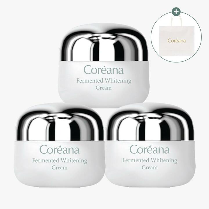 코리아나 발효 화이트닝 크림50ml 3개 [증정]쇼핑백(중)