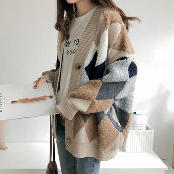 아가일패턴시크가디건카디건