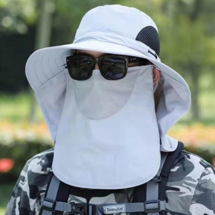 남녀 공용 자외선 차단 마스크와 모자