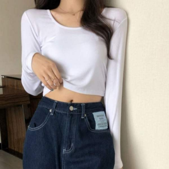 긴팔티 여자 라운드 티셔츠 슬림핏 오버핏 여름 긴팔 티