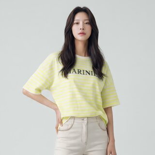 [PAT] 스트라이프 자수레터링 티셔츠_QK45303