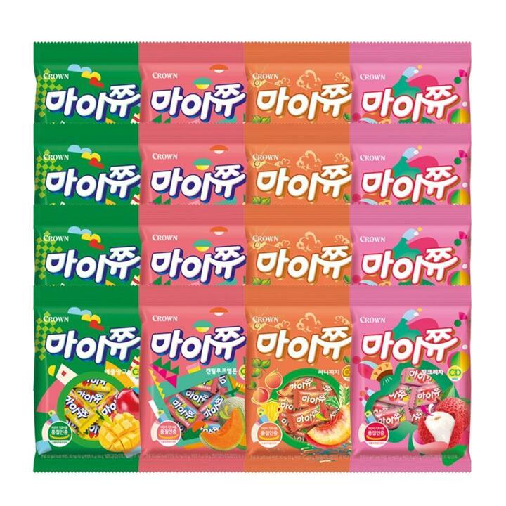 [G] 크라운 마이쮸 100g 4종 12봉 (핑크리치3+애플망고3+써니피치3+멜론3)