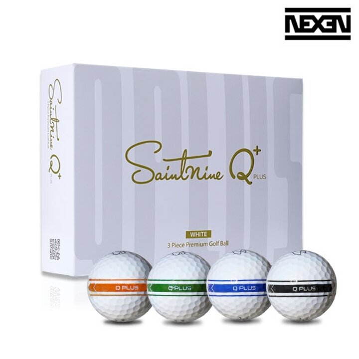 세인트나인 NEW Q플러스 2.0 비공인 고반발 3피스 골프공 12구 유광 퍼팅라인 골프볼