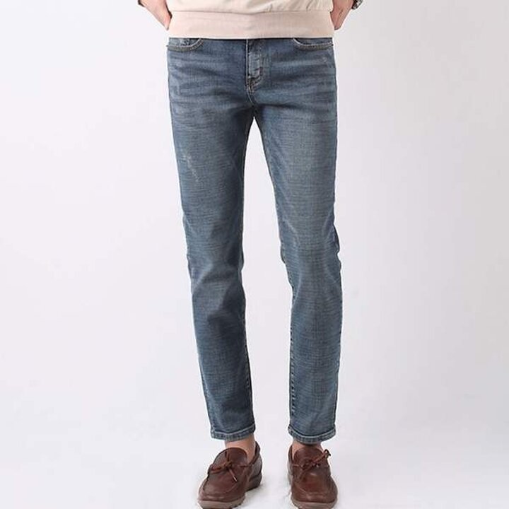 남자 중청 워싱 청바지 (3XL 4XL) 일자핏 사계절 데님