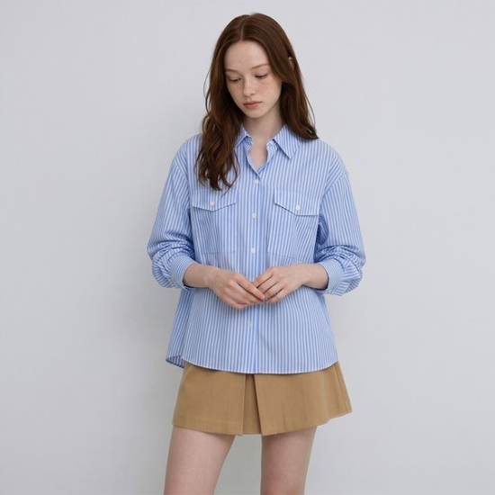 (신세계센텀점)[라인어디션]오픈카라 셔츠 블라우스  NWBLPC0200