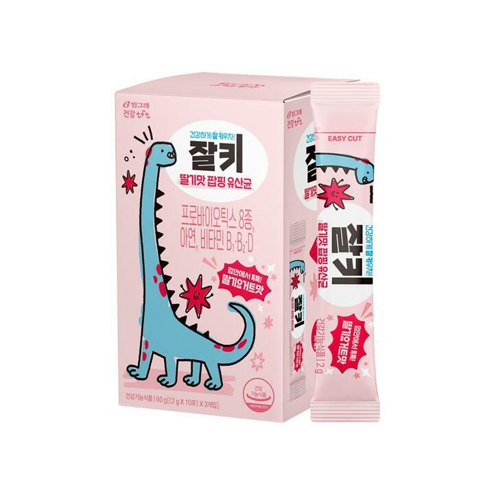 [G] 빙그레 잘키 딸기요거트맛 팝핑 유산균 프로바이오틱스 키즈유산균 30포 1박스