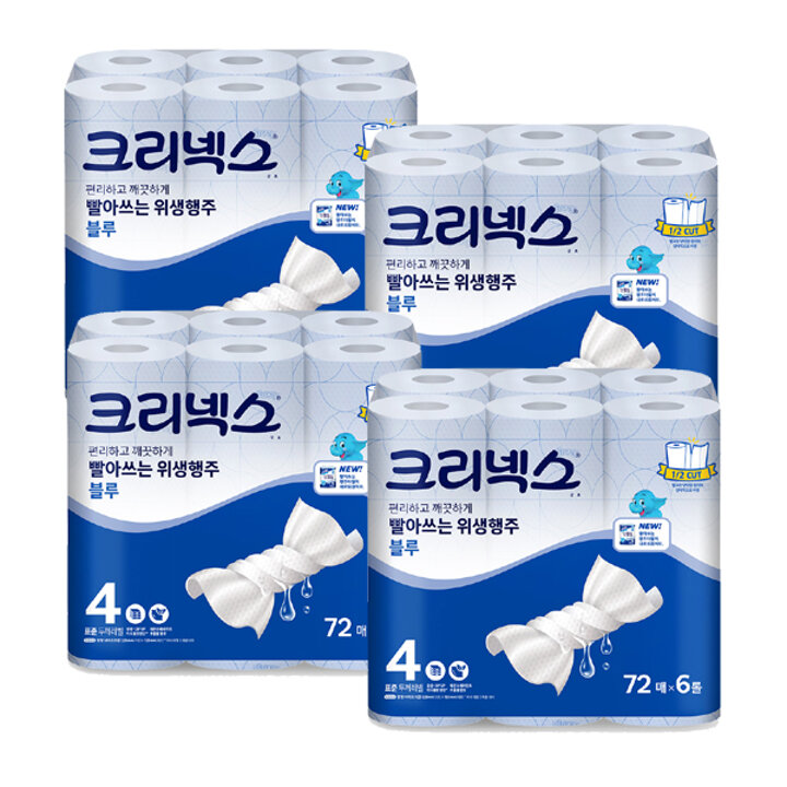스카트 빨아쓰는 행주타올 72매 X 6롤 X 4팩 (1,728매)