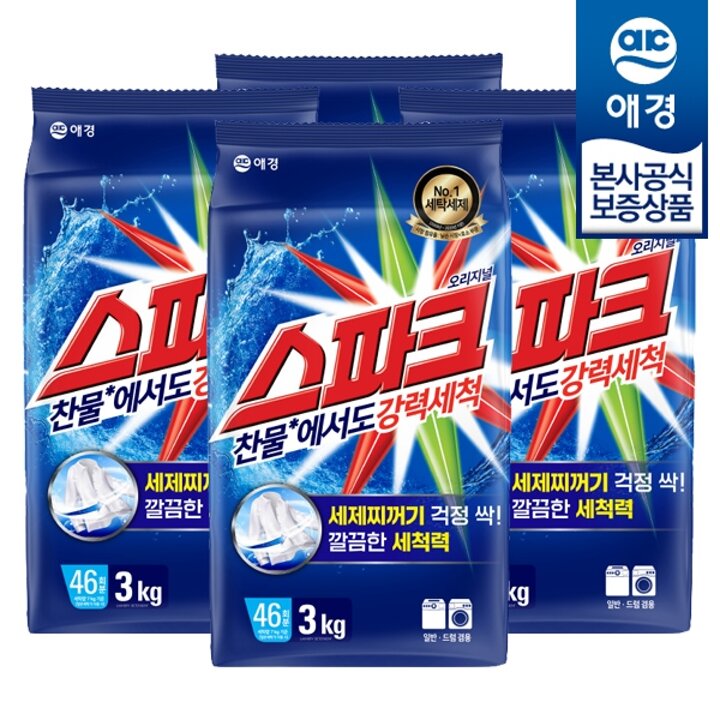 [애경] 스파크 세탁세제 리필 3kg x4개