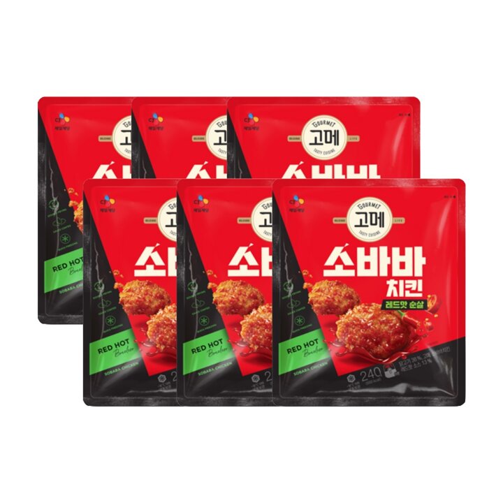 CJ제일제당 고메 소바바 레드핫 순살치킨 240g x6개
