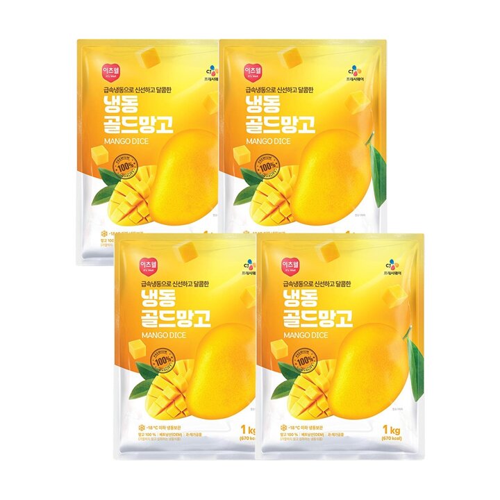 CJ프레시웨이 이츠웰 냉동골드망고1Kg x 4개