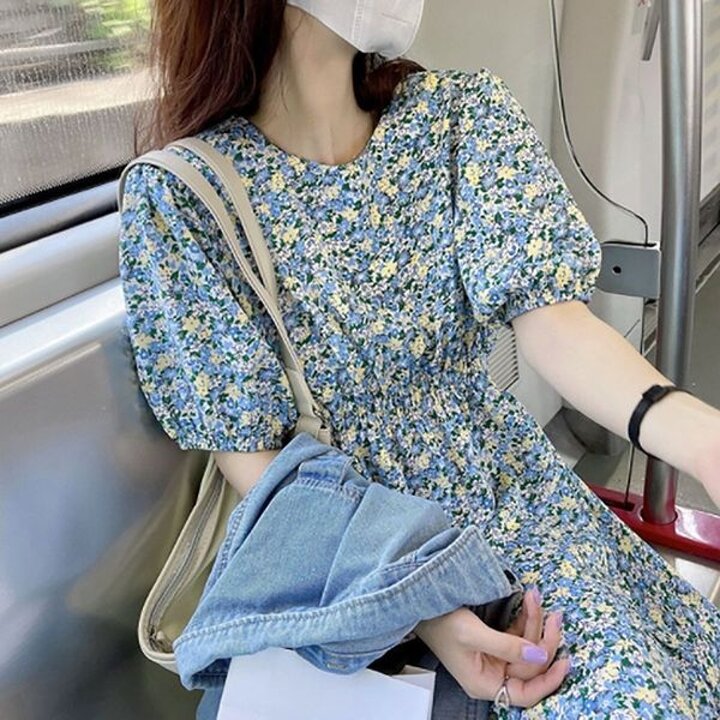 플라워 여름 여성 봄 러블리 스모크 청순 롱원피스 청순한원피스